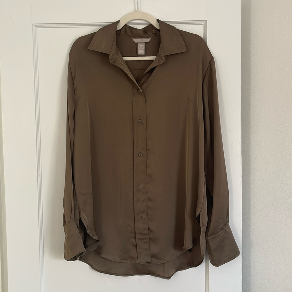 Chocolate Brown Button Up Blouse - image 1